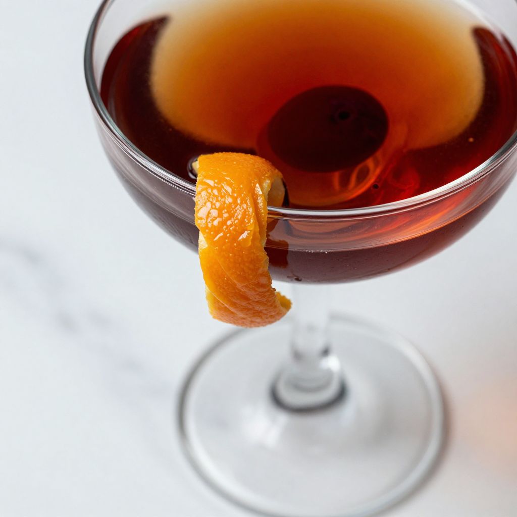 Black Manhattan cocktail preparation