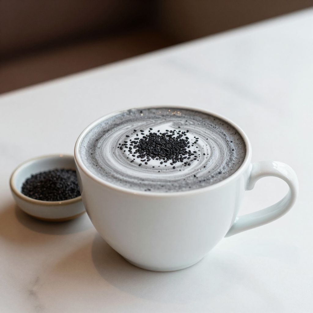 Black Sesame Latte Preparation