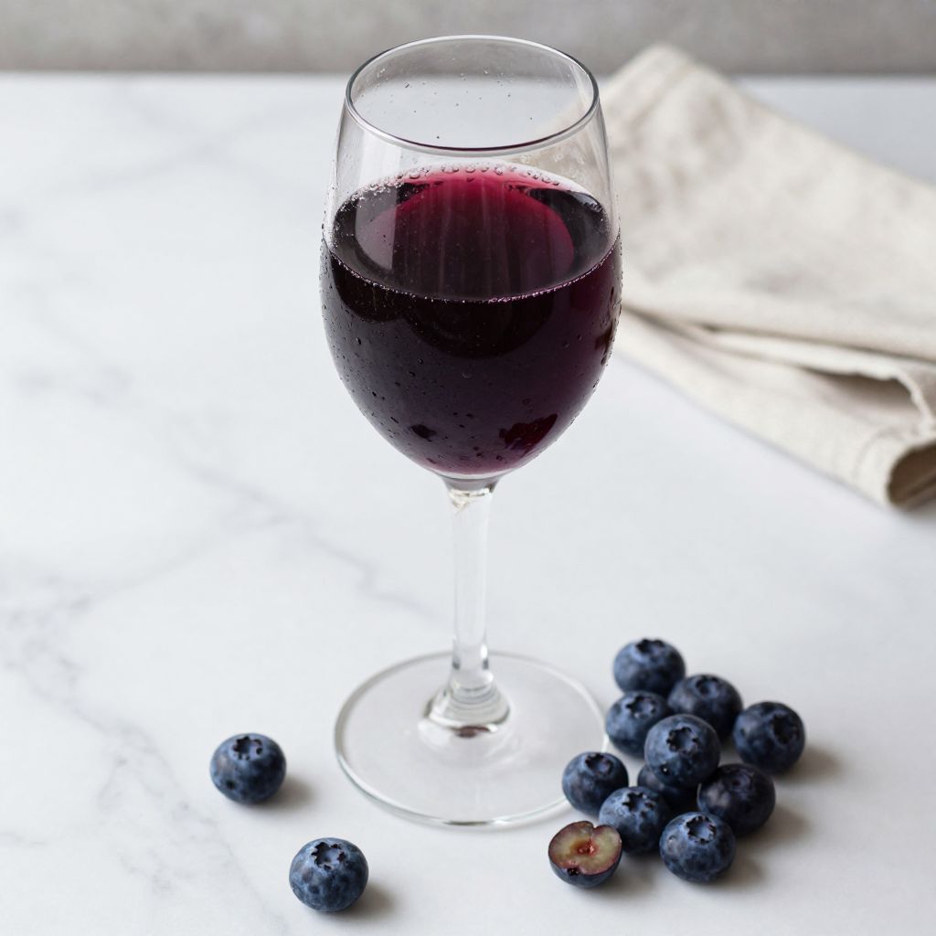 Bottle of homemade blueberry wine