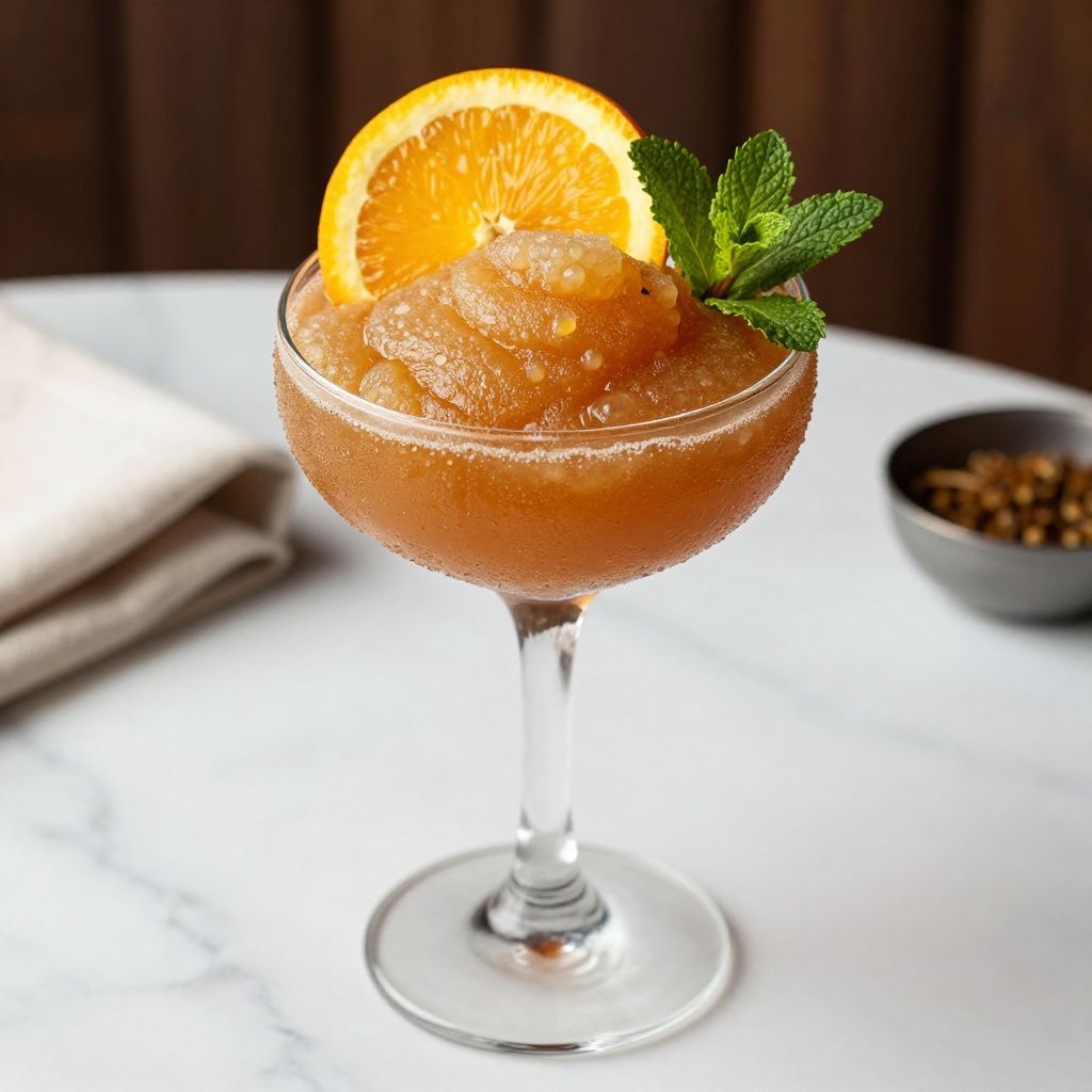 Glass of brandy slush served
