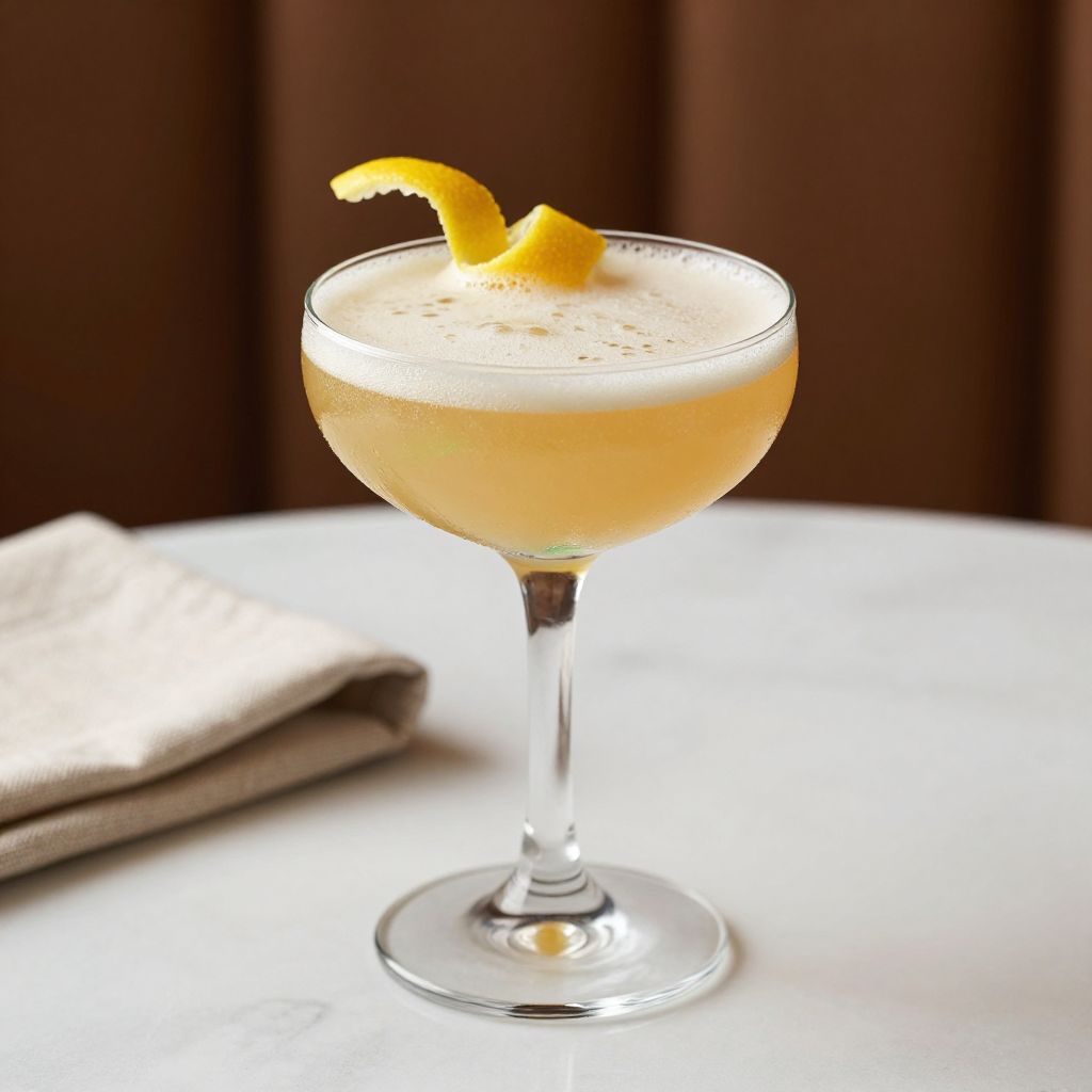 Corpse Reviver cocktail garnished with lemon twist