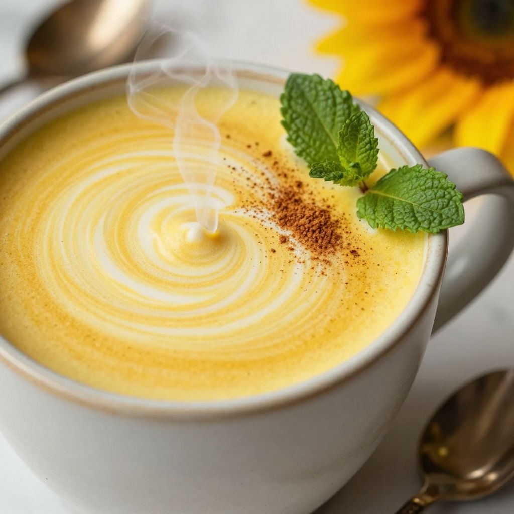 Golden Milk in Mug with Spices