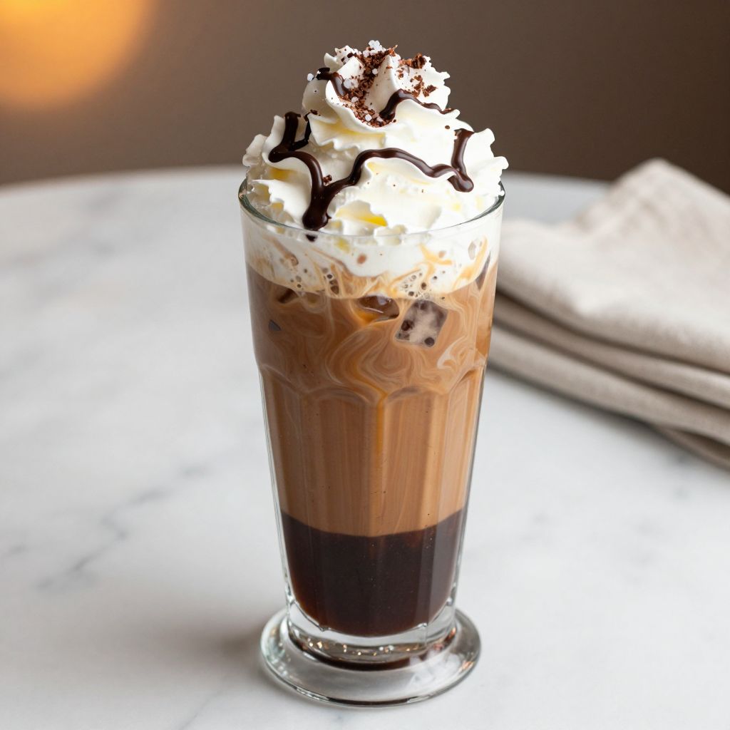 Finished iced mocha in glass