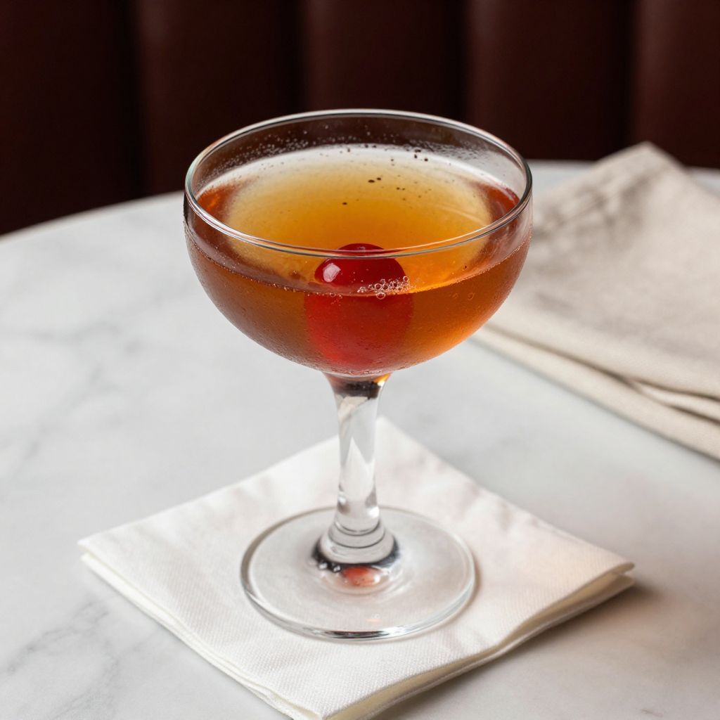 Manhattan cocktail served