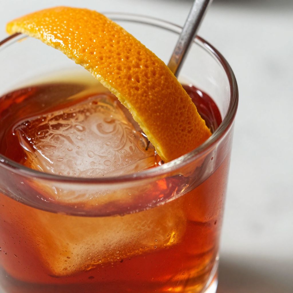 Mezcal Negroni cocktail preparation