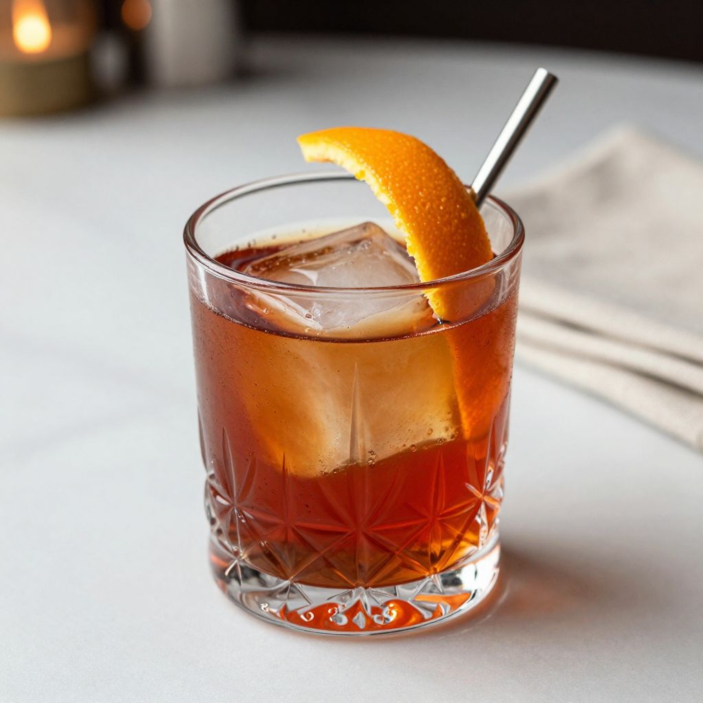 Served Mezcal Negroni cocktail