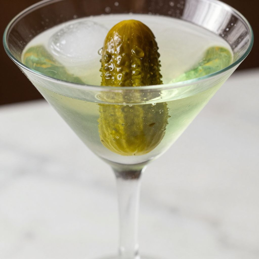 Pickle Martini Preparation