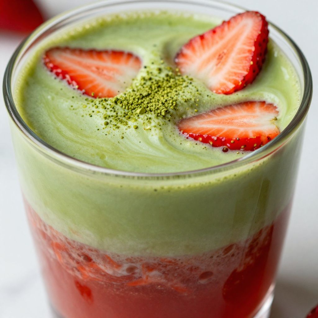 Strawberry Matcha preparation step
