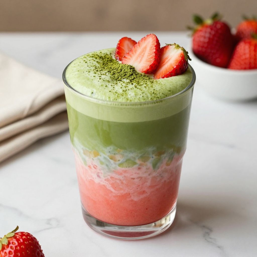 Strawberry Matcha drink served