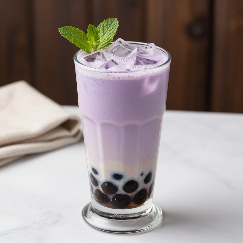 Finished Taro Milk Tea in glasses