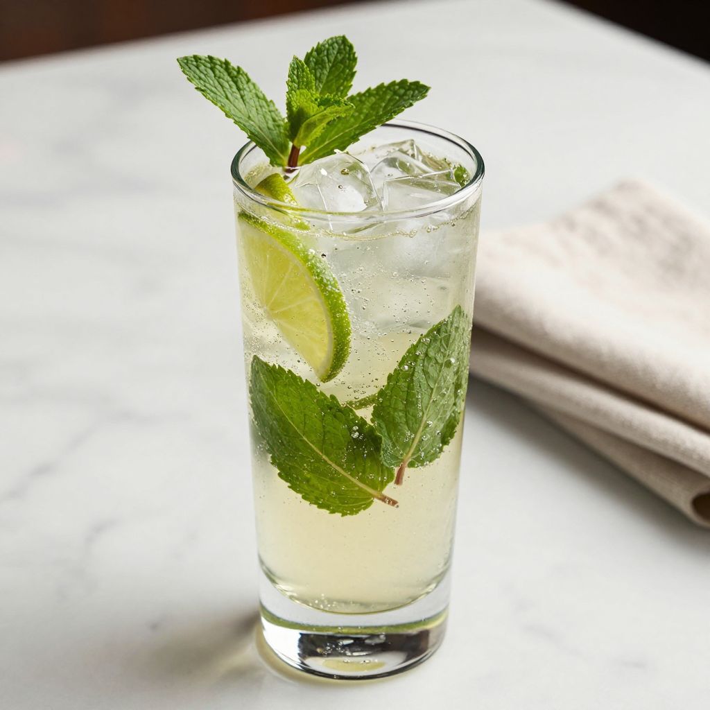 Virgin mojito served in glass with garnish